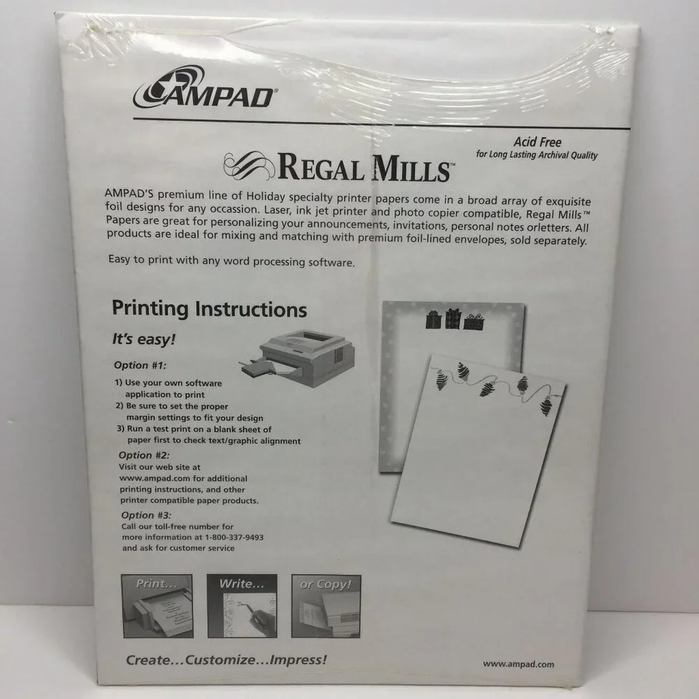 2 Pack Ampad Regal Mills 15 Sheets Premium Heavyweight Paper Christmas Holiday